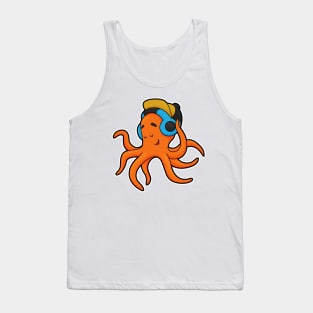 Octopus at Music with Headphone Tank Top